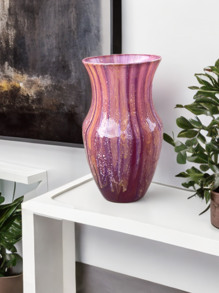 Burgundy Mauve Painted Glass