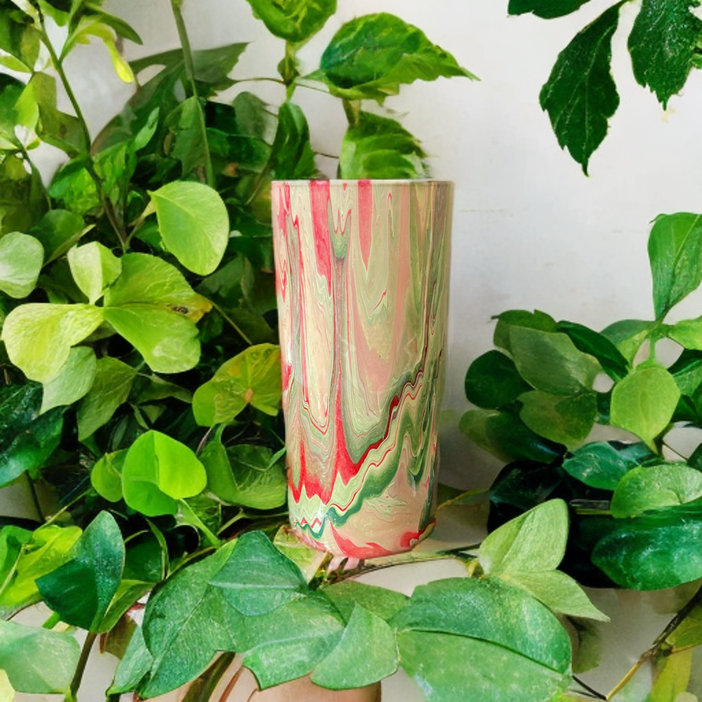 Red and Green Swirl Vase