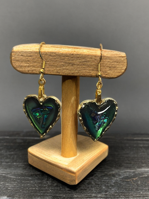 Green Heart Earrings